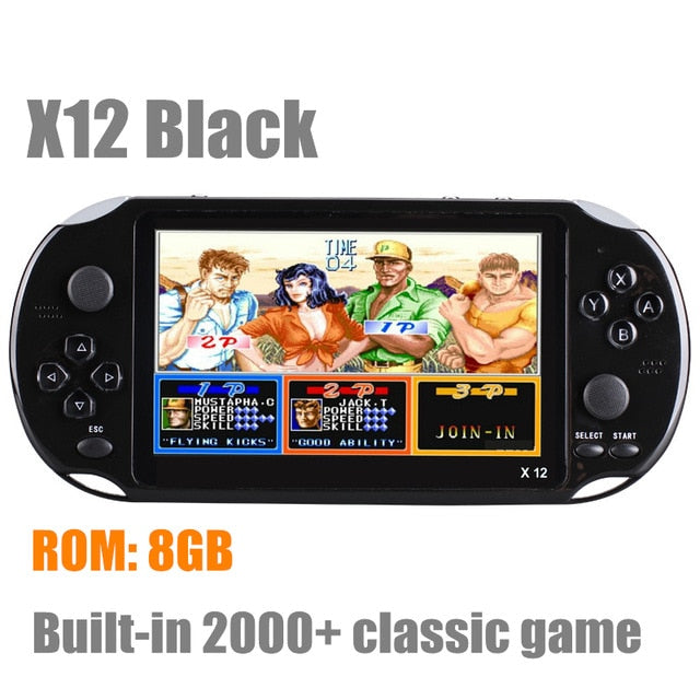 全新X12 PLUS Retro Game掌上游戏机内置2000+经典游戏便携式迷你视频播放器7.1英寸IPS屏幕8G + 32G