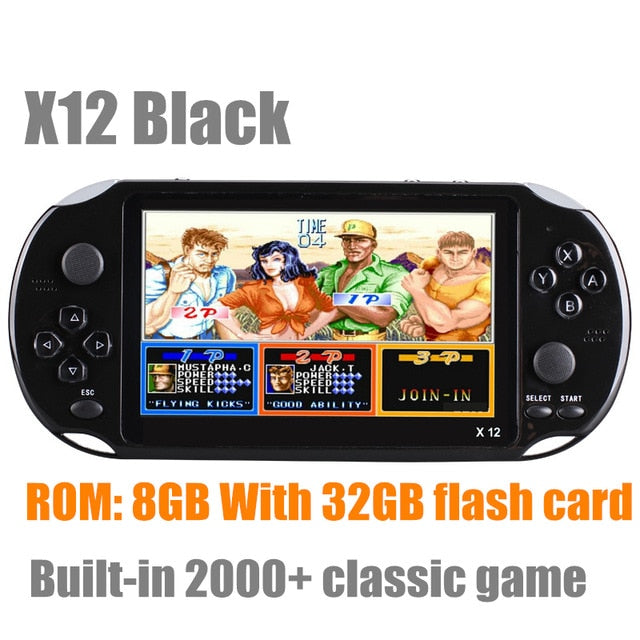 全新X12 PLUS Retro Game掌上游戏机内置2000+经典游戏便携式迷你视频播放器7.1英寸IPS屏幕8G + 32G