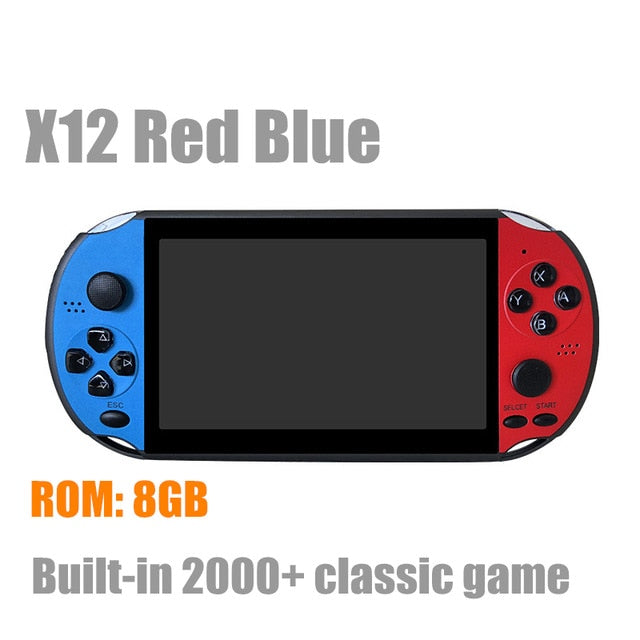 全新X12 PLUS Retro Game掌上游戏机内置2000+经典游戏便携式迷你视频播放器7.1英寸IPS屏幕8G + 32G