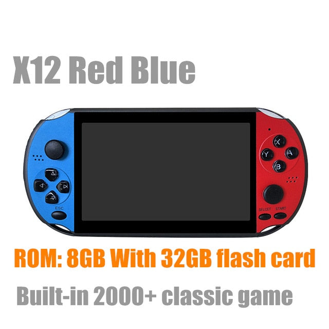 全新X12 PLUS Retro Game掌上游戏机内置2000+经典游戏便携式迷你视频播放器7.1英寸IPS屏幕8G + 32G