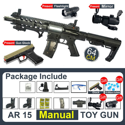 凝胶冲击波玩具水凝胶球枪突击步枪户外CS射击游戏电动狙击彩弹枪安全软子弹枪45